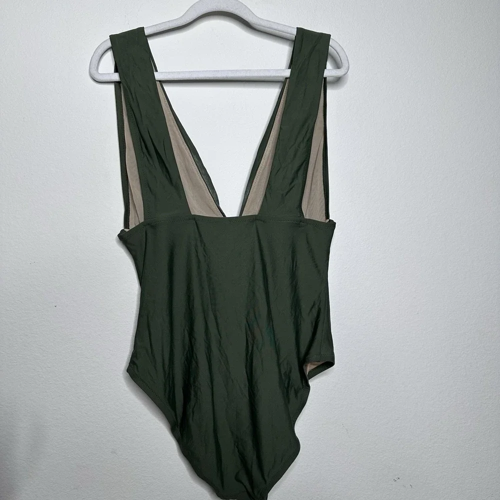 Lot‎ 2 JCrew sz 12 Plunge V-Neck One-Piece Swimsuit G9417 Orange Green Beach